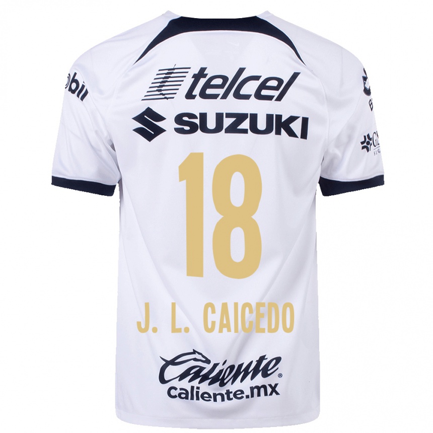 Kinder Fußball José Caicedo #18 Weiß Heimtrikot Trikot 2023/24 T-Shirt Luxemburg