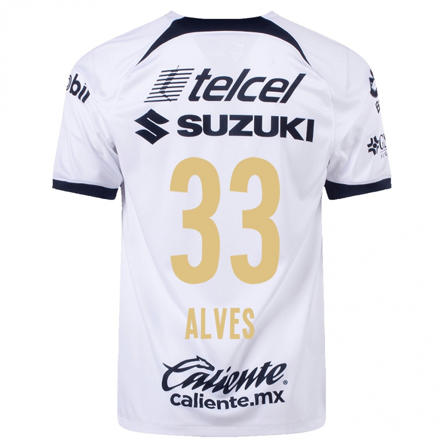 Kinder Fußball Dani Alves #33 Weiß Heimtrikot Trikot 2023/24 T-Shirt Luxemburg