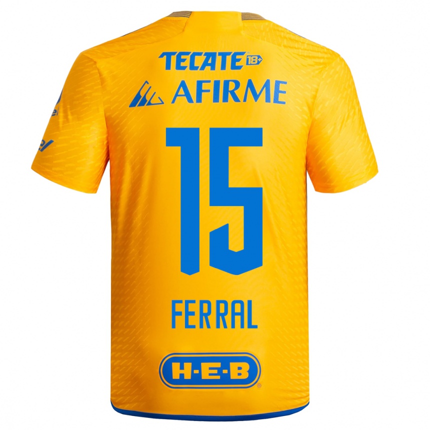 Kinder Fußball Cristina Ferral #15 Gelb Heimtrikot Trikot 2023/24 T-Shirt Luxemburg