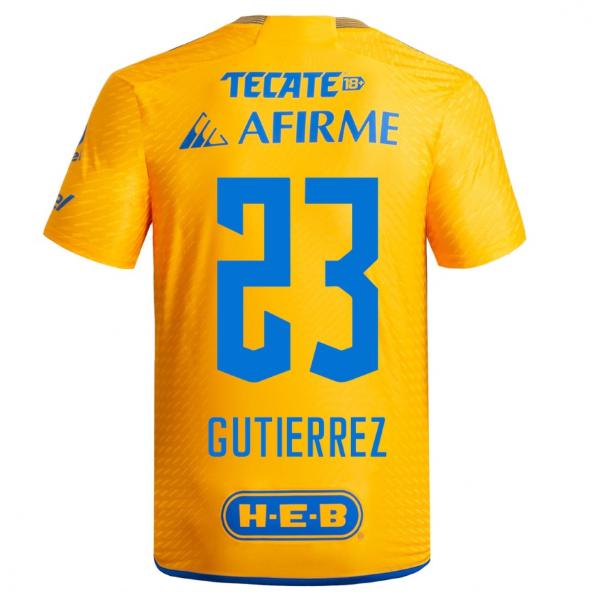 Kinder Fußball Jana Gutierrez #23 Gelb Heimtrikot Trikot 2023/24 T-Shirt Luxemburg
