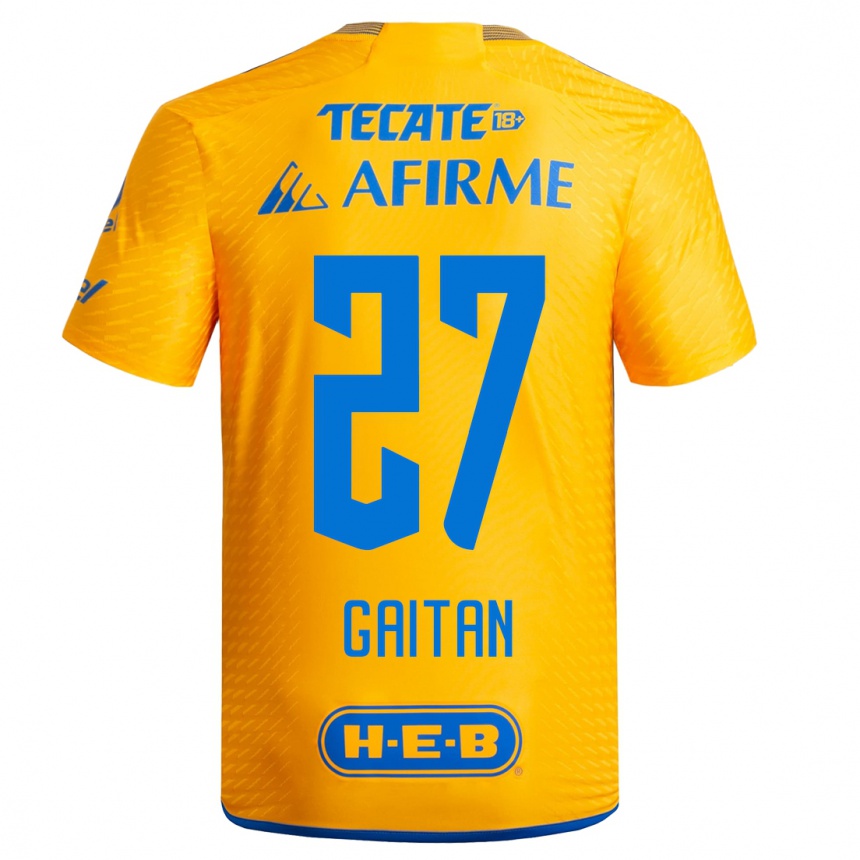 Kinder Fußball Natalia Gaitan #27 Gelb Heimtrikot Trikot 2023/24 T-Shirt Luxemburg