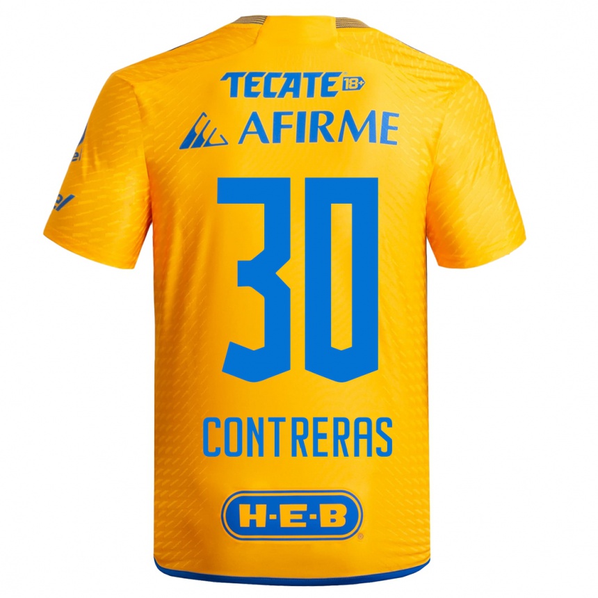 Kinder Fußball Lizeth Contreras #30 Gelb Heimtrikot Trikot 2023/24 T-Shirt Luxemburg