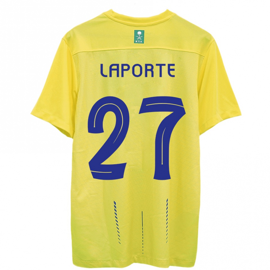 Kinder Fußball Aymeric Laporte #27 Gelb Heimtrikot Trikot 2023/24 T-Shirt Luxemburg