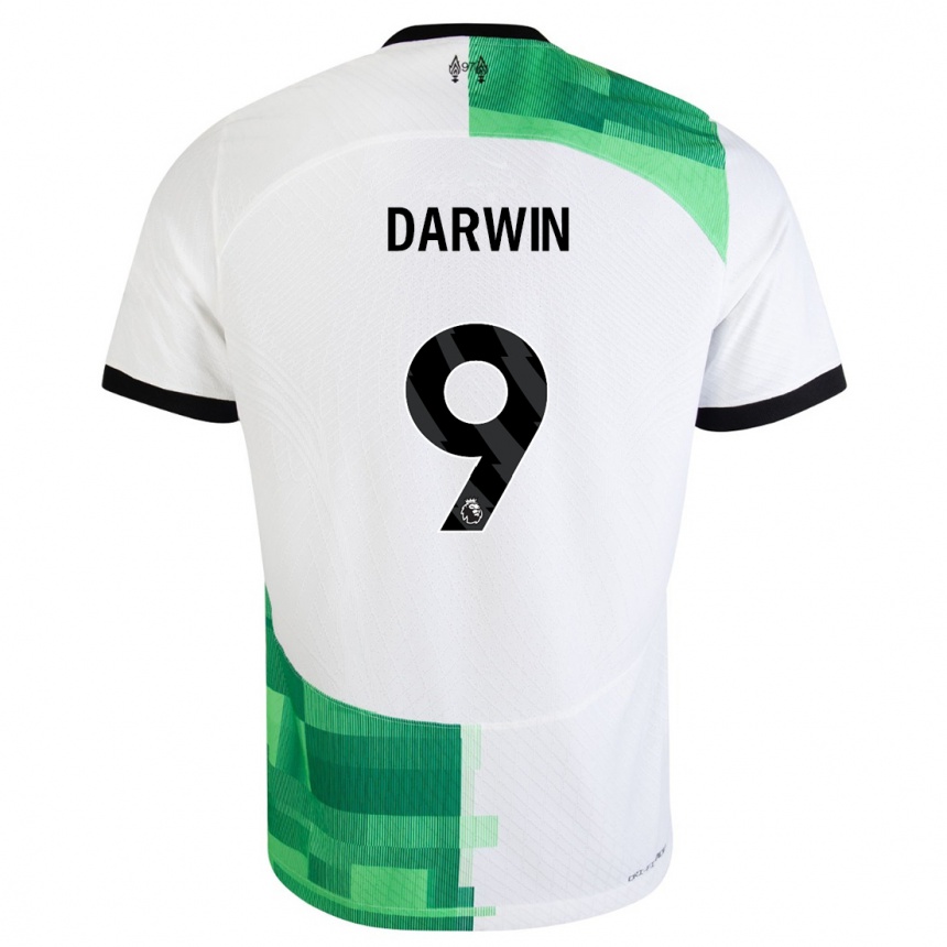 Kinder Fußball Darwin Nunez #9 Weiß Grün Auswärtstrikot Trikot 2023/24 T-Shirt Luxemburg
