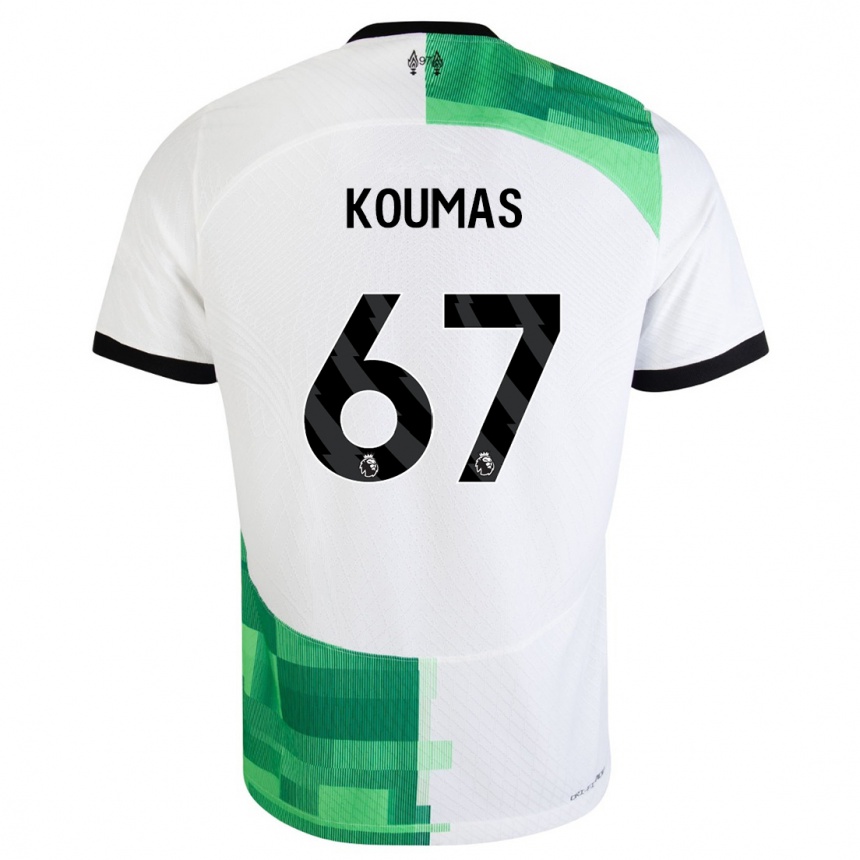 Kinder Fußball Lewis Koumas #67 Weiß Grün Auswärtstrikot Trikot 2023/24 T-Shirt Luxemburg