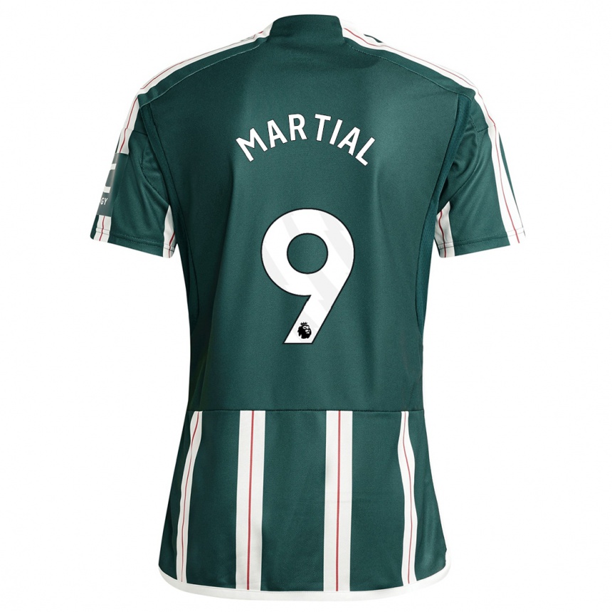 Kinder Fußball Anthony Martial #9 Dunkelgrün Auswärtstrikot Trikot 2023/24 T-Shirt Luxemburg