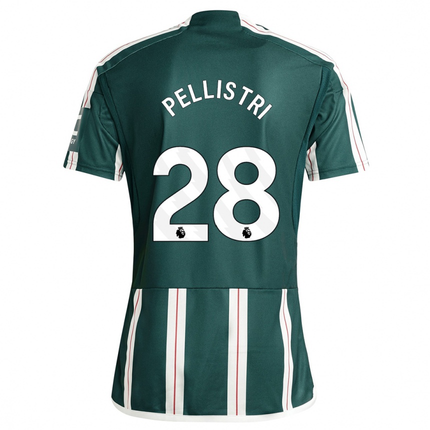 Kinder Fußball Facundo Pellistri #28 Dunkelgrün Auswärtstrikot Trikot 2023/24 T-Shirt Luxemburg