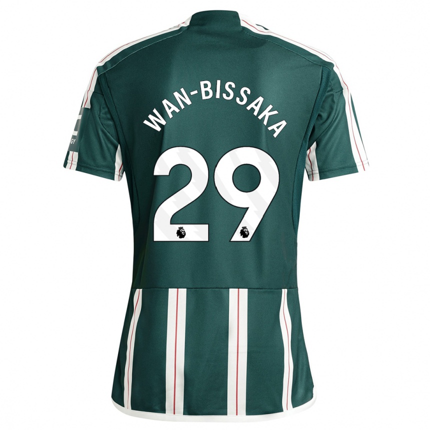 Kinder Fußball Aaron Wan-Bissaka #29 Dunkelgrün Auswärtstrikot Trikot 2023/24 T-Shirt Luxemburg