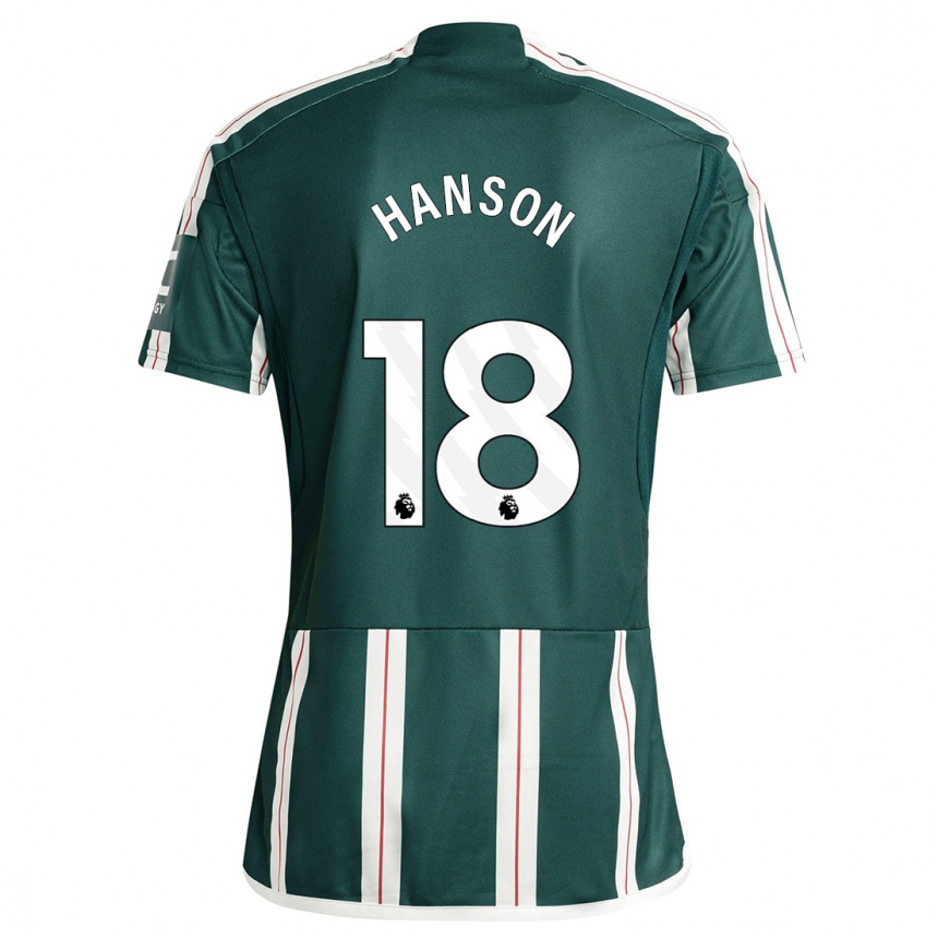 Kinder Fußball Kirsty Hanson #18 Dunkelgrün Auswärtstrikot Trikot 2023/24 T-Shirt Luxemburg