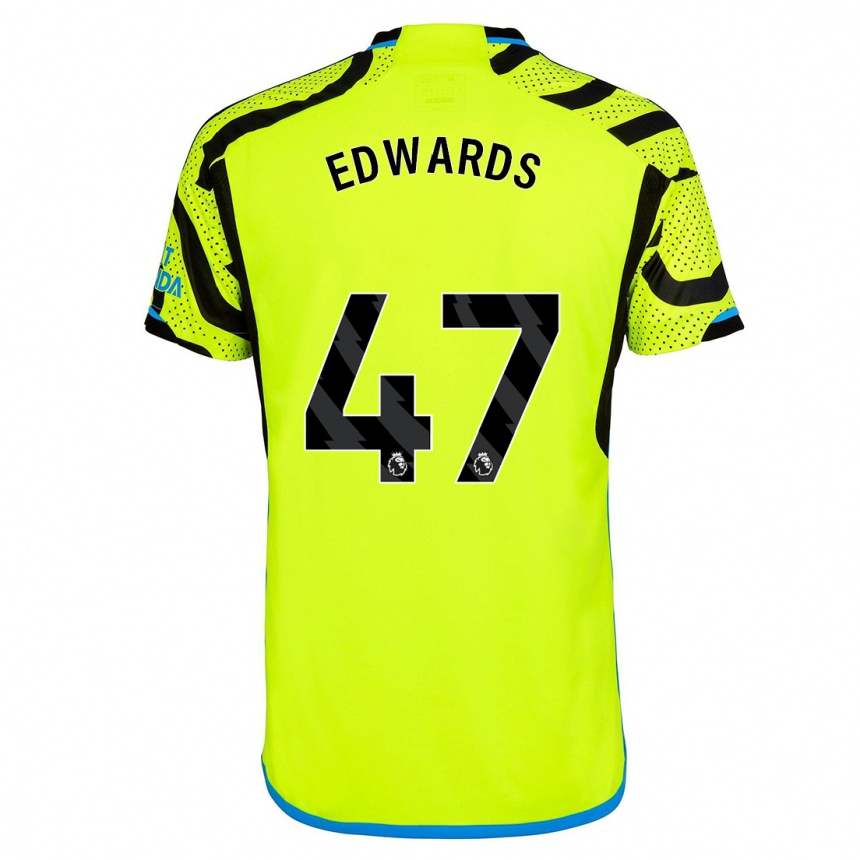 Kinder Fußball Khayon Edwards #47 Gelb Auswärtstrikot Trikot 2023/24 T-Shirt Luxemburg