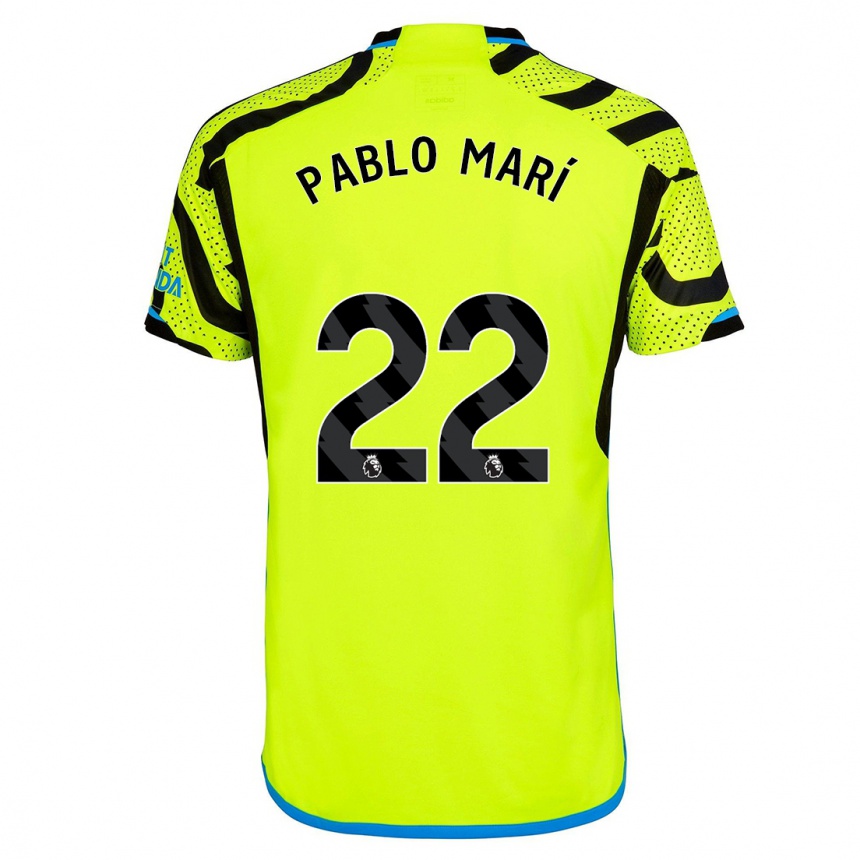 Kinder Fußball Pablo Mari #22 Gelb Auswärtstrikot Trikot 2023/24 T-Shirt Luxemburg