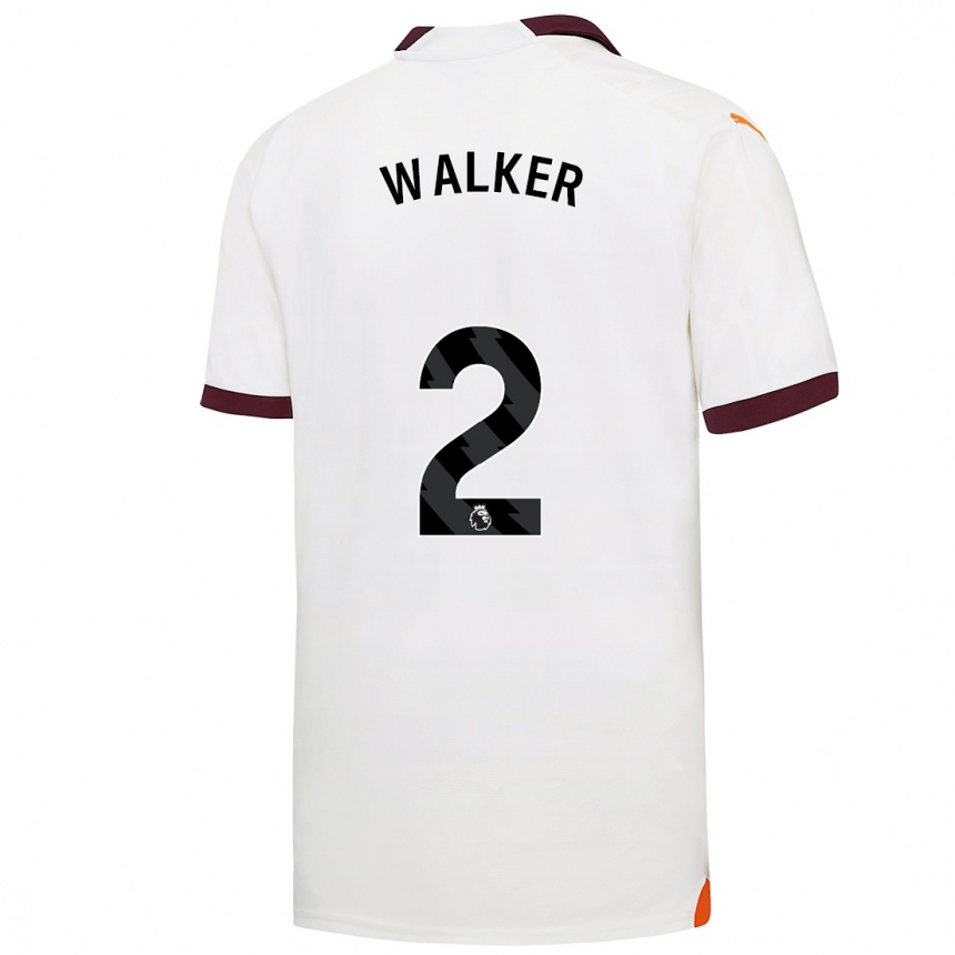 Kinder Fußball Kyle Walker #2 Weiß Auswärtstrikot Trikot 2023/24 T-Shirt Luxemburg