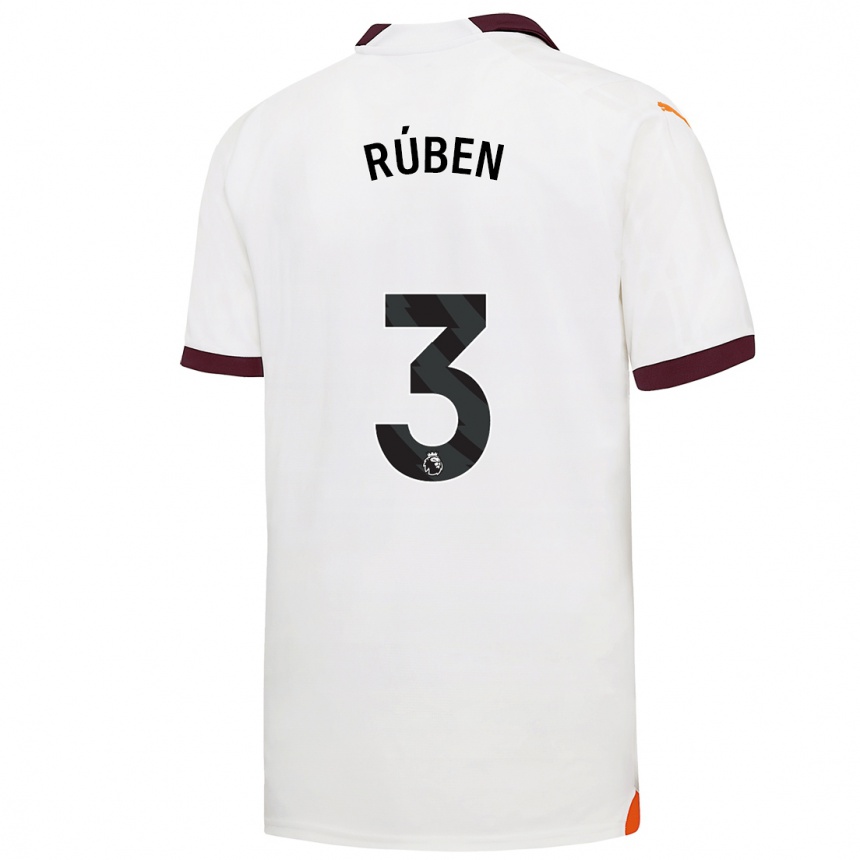 Kinder Fußball Ruben Dias #3 Weiß Auswärtstrikot Trikot 2023/24 T-Shirt Luxemburg