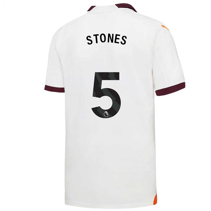 Kinder Fußball John Stones #5 Weiß Auswärtstrikot Trikot 2023/24 T-Shirt Luxemburg