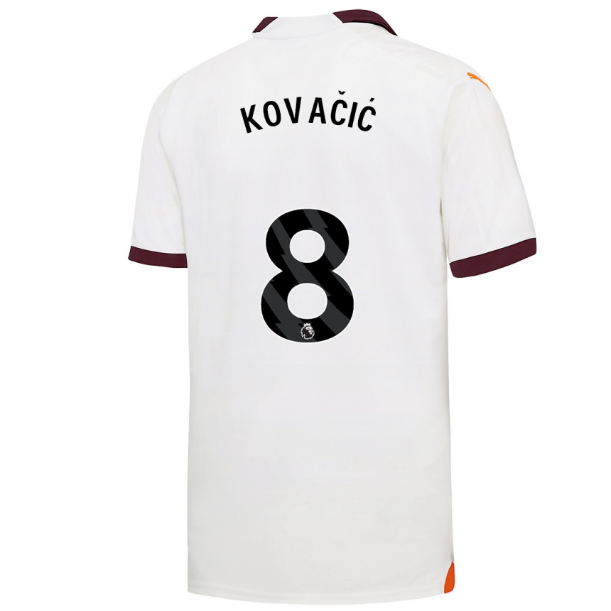 Kinder Fußball Mateo Kovacic #8 Weiß Auswärtstrikot Trikot 2023/24 T-Shirt Luxemburg