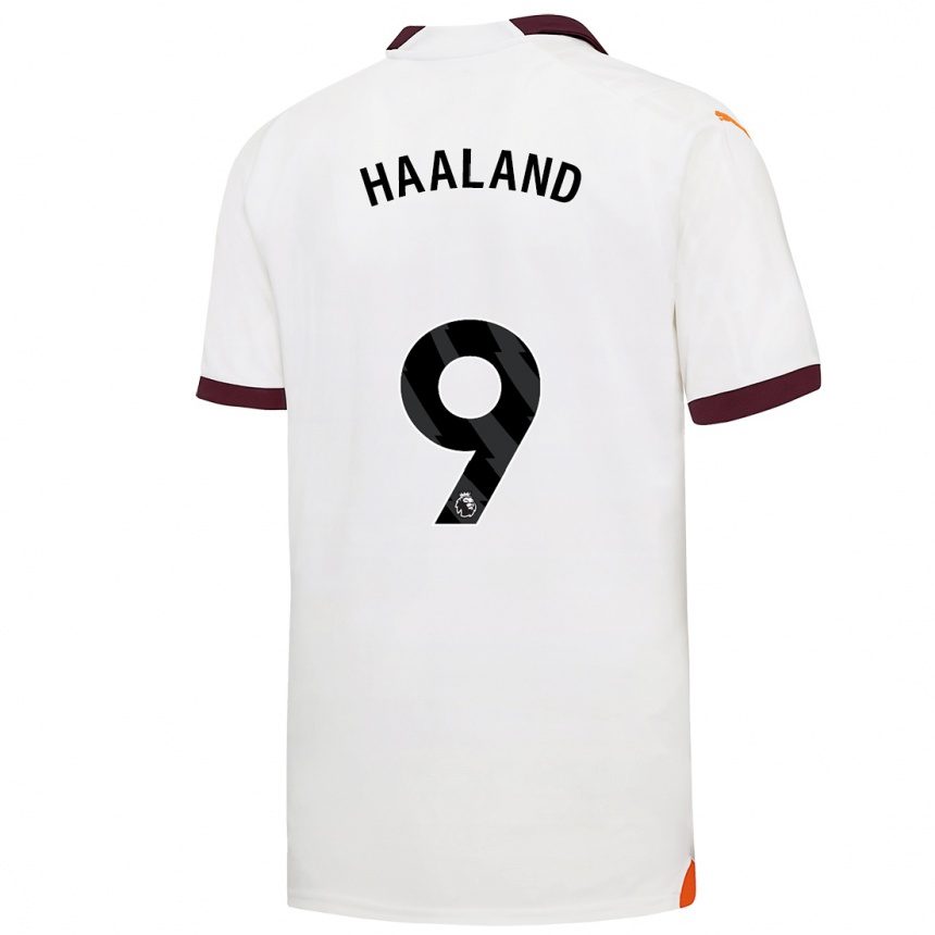 Kinder Fußball Erling Haaland #9 Weiß Auswärtstrikot Trikot 2023/24 T-Shirt Luxemburg