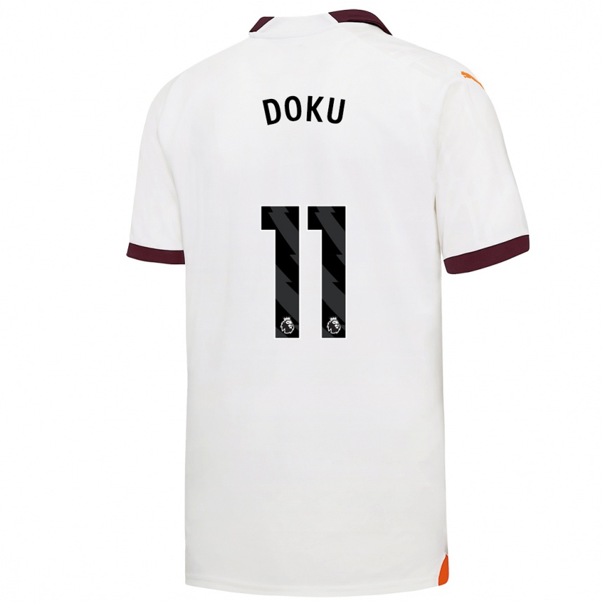 Kinder Fußball Jérémy Doku #11 Weiß Auswärtstrikot Trikot 2023/24 T-Shirt Luxemburg