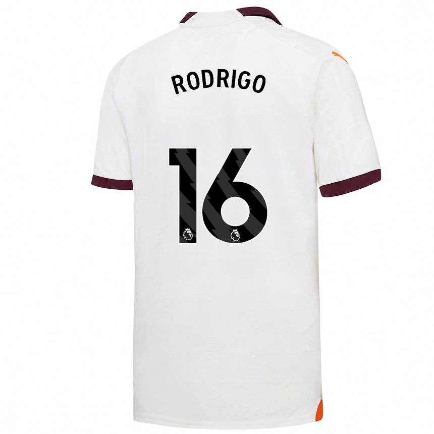 Kinder Fußball Rodrigo Hernandez #16 Weiß Auswärtstrikot Trikot 2023/24 T-Shirt Luxemburg