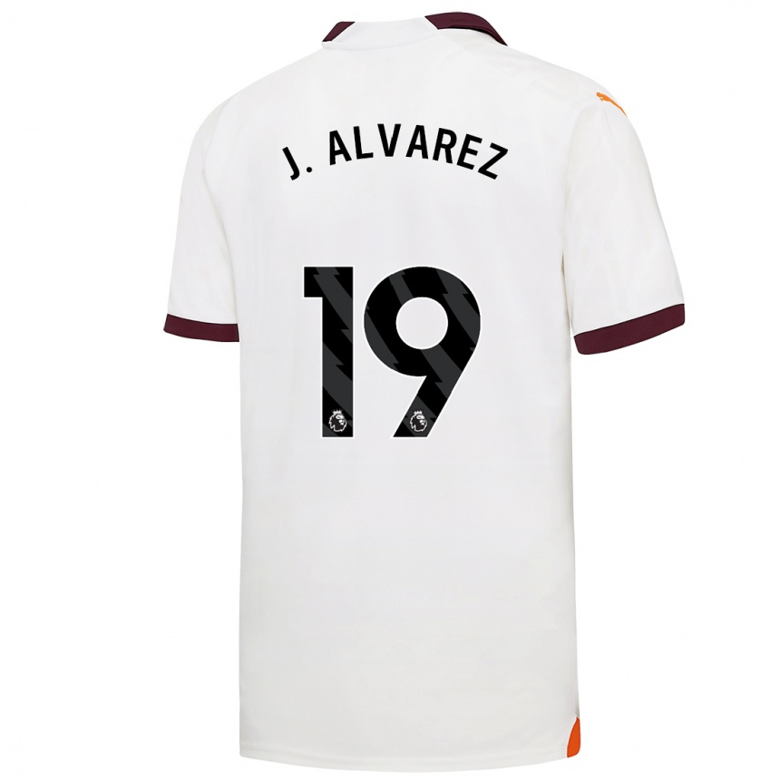 Kinder Fußball Julian Alvarez #19 Weiß Auswärtstrikot Trikot 2023/24 T-Shirt Luxemburg