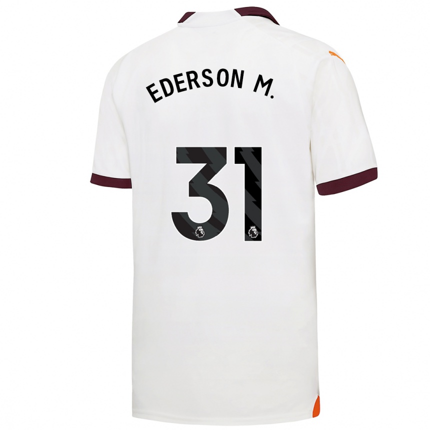 Kinder Fußball Ederson Moraes #31 Weiß Auswärtstrikot Trikot 2023/24 T-Shirt Luxemburg