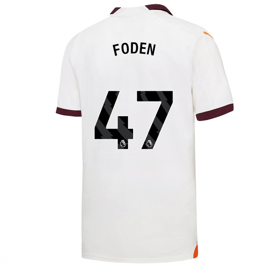 Kinder Fußball Phil Foden #47 Weiß Auswärtstrikot Trikot 2023/24 T-Shirt Luxemburg