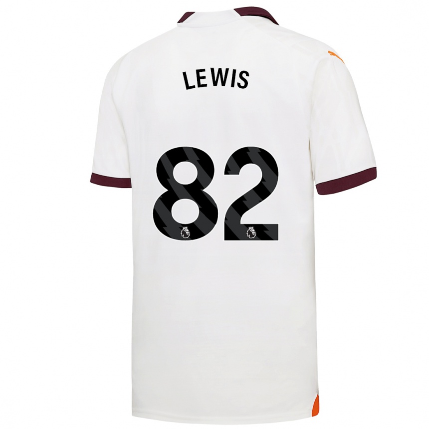 Kinder Fußball Rico Lewis #82 Weiß Auswärtstrikot Trikot 2023/24 T-Shirt Luxemburg