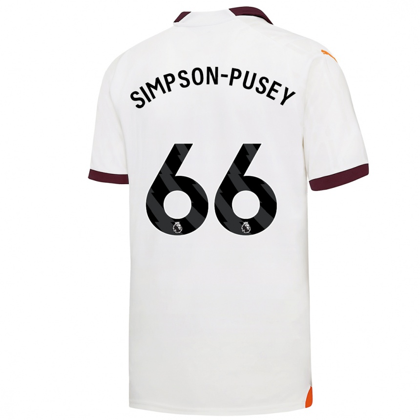 Kinder Fußball Jahmai Simpson-Pusey #66 Weiß Auswärtstrikot Trikot 2023/24 T-Shirt Luxemburg