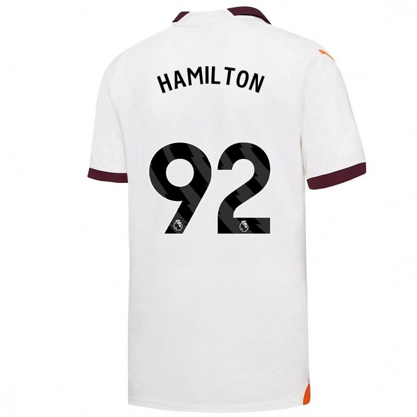 Kinder Fußball Micah Hamilton #92 Weiß Auswärtstrikot Trikot 2023/24 T-Shirt Luxemburg