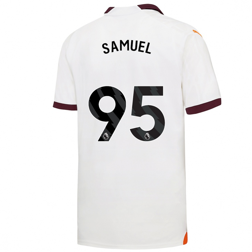 Kinder Fußball Lakyle Samuel #95 Weiß Auswärtstrikot Trikot 2023/24 T-Shirt Luxemburg