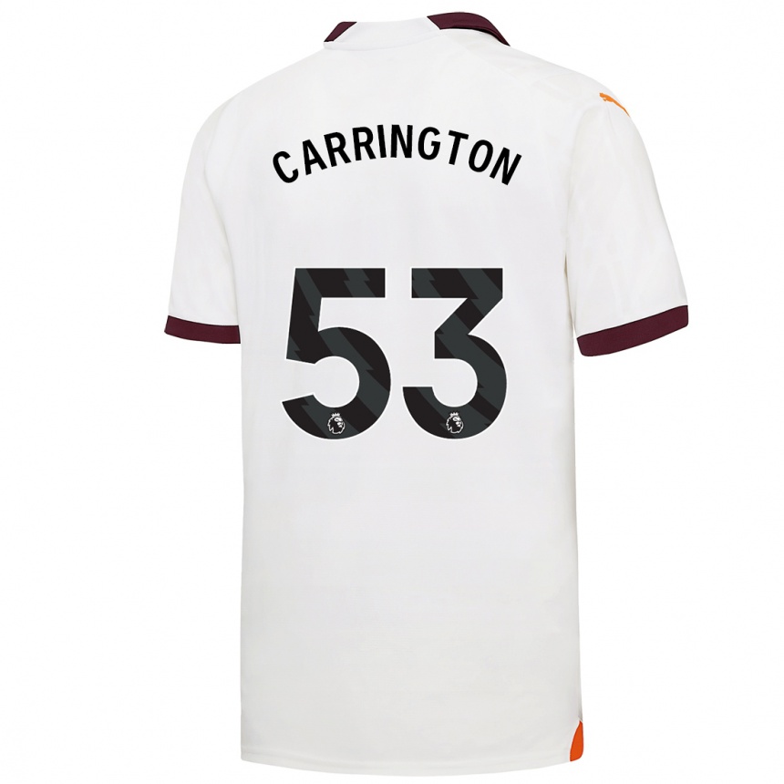 Kinder Fußball Ezra Carrington #53 Weiß Auswärtstrikot Trikot 2023/24 T-Shirt Luxemburg