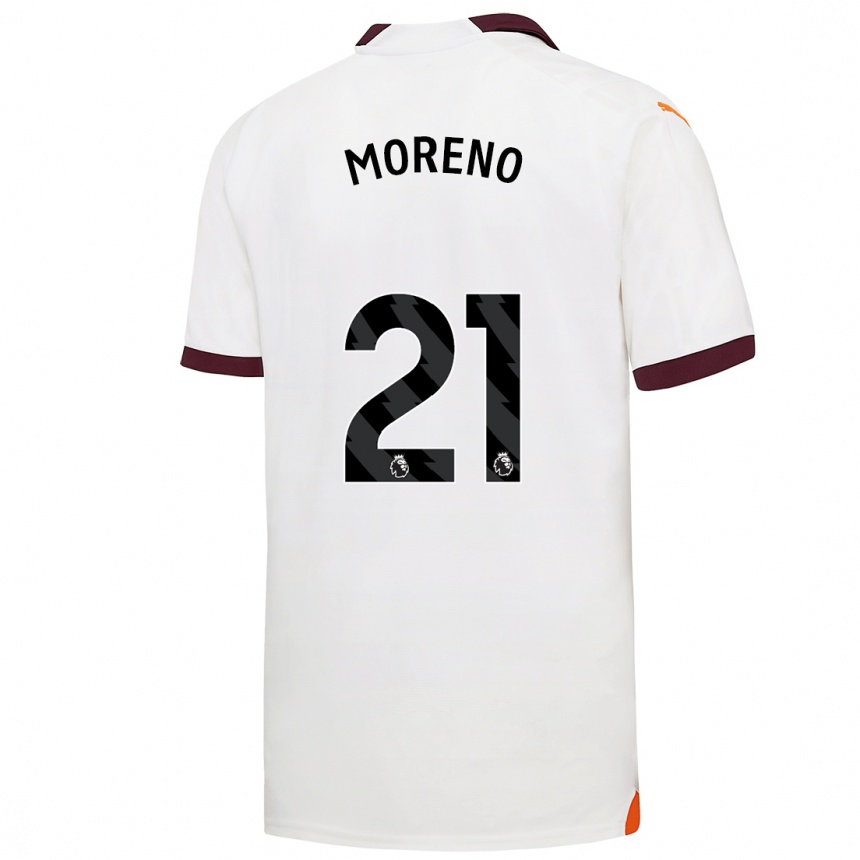 Kinder Fußball Marlos Moreno #21 Weiß Auswärtstrikot Trikot 2023/24 T-Shirt Luxemburg