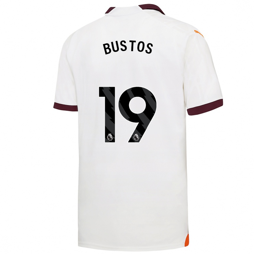 Kinder Fußball Nahuel Bustos #19 Weiß Auswärtstrikot Trikot 2023/24 T-Shirt Luxemburg