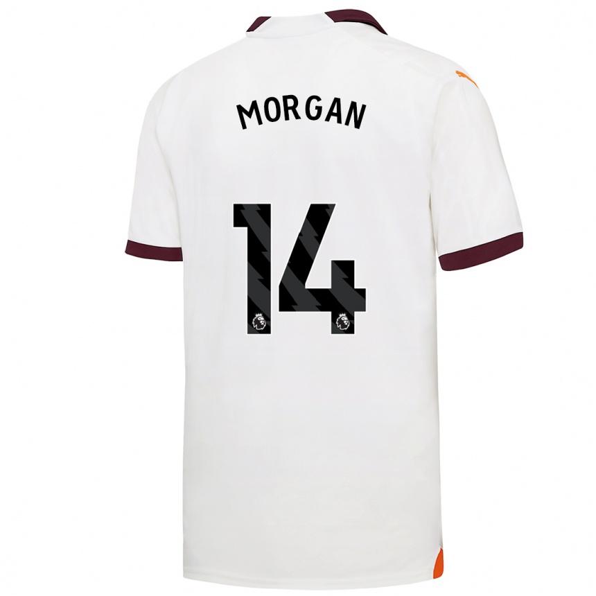 Kinder Fußball Esme Morgan #14 Weiß Auswärtstrikot Trikot 2023/24 T-Shirt Luxemburg