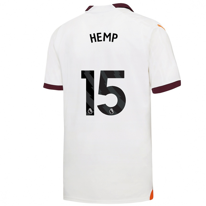 Kinder Fußball Lauren Hemp #15 Weiß Auswärtstrikot Trikot 2023/24 T-Shirt Luxemburg