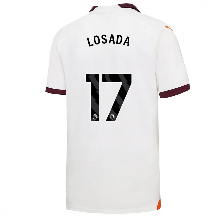 Kinder Fußball Vicky Losada #17 Weiß Auswärtstrikot Trikot 2023/24 T-Shirt Luxemburg