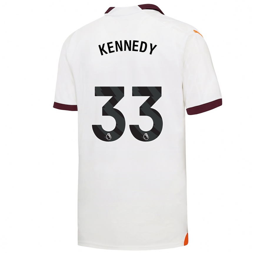 Kinder Fußball Alanna Kennedy #33 Weiß Auswärtstrikot Trikot 2023/24 T-Shirt Luxemburg