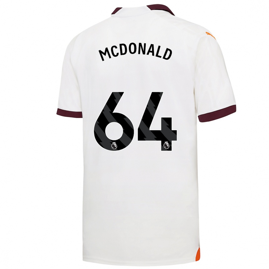 Kinder Fußball Rowan Mcdonald #64 Weiß Auswärtstrikot Trikot 2023/24 T-Shirt Luxemburg