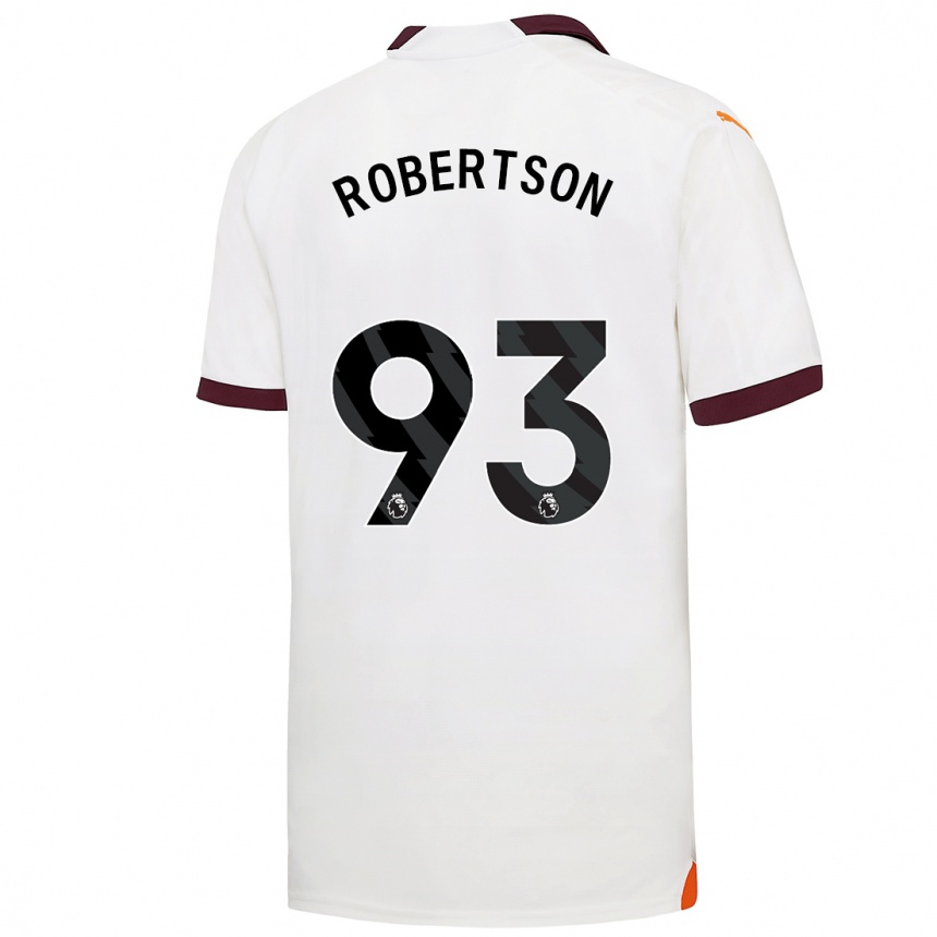 Kinder Fußball Alex Robertson #93 Weiß Auswärtstrikot Trikot 2023/24 T-Shirt Luxemburg