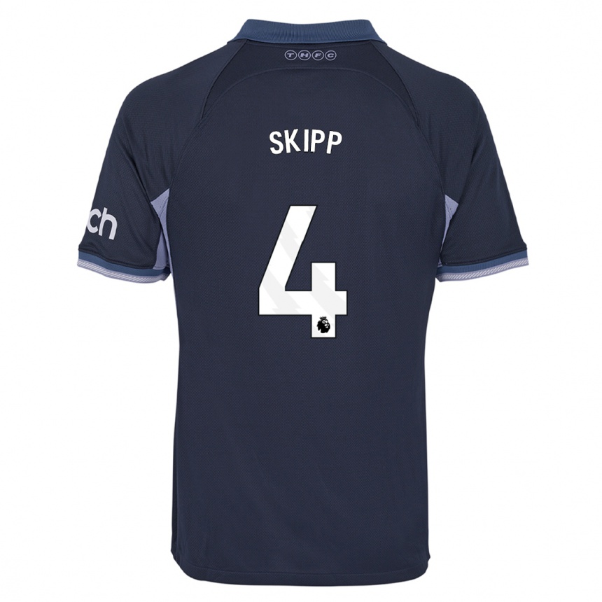 Kinder Fußball Oliver Skipp #4 Dunkelblau Auswärtstrikot Trikot 2023/24 T-Shirt Luxemburg