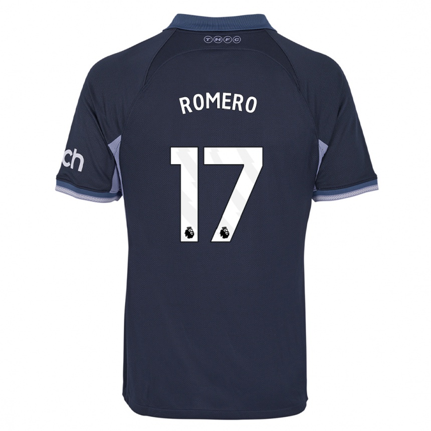 Kinder Fußball Cristian Romero #17 Dunkelblau Auswärtstrikot Trikot 2023/24 T-Shirt Luxemburg