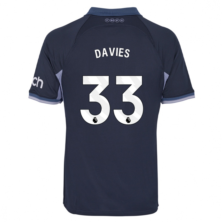 Kinder Fußball Ben Davies #33 Dunkelblau Auswärtstrikot Trikot 2023/24 T-Shirt Luxemburg