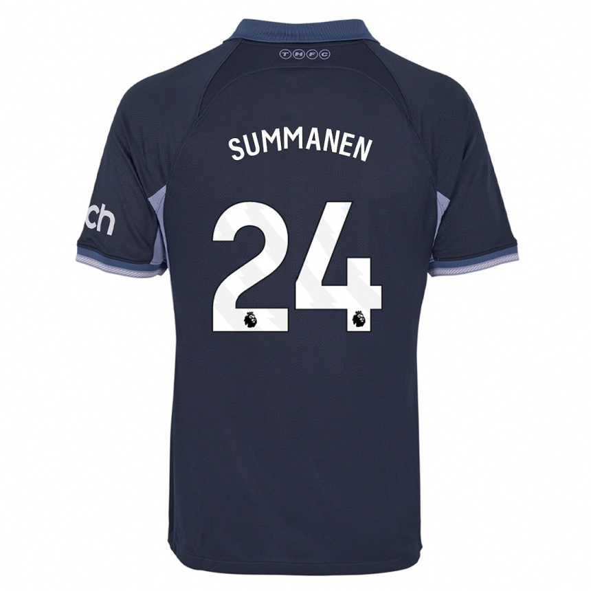 Kinder Fußball Eveliina Summanen #24 Dunkelblau Auswärtstrikot Trikot 2023/24 T-Shirt Luxemburg