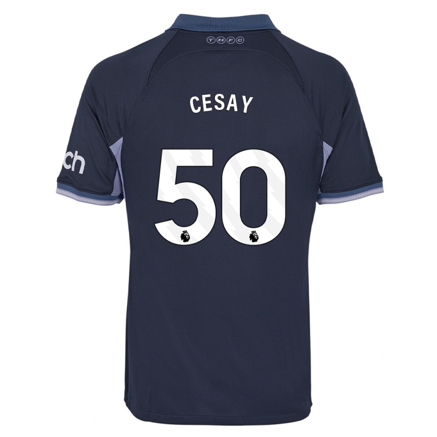 Kinder Fußball Kallum Cesay #50 Dunkelblau Auswärtstrikot Trikot 2023/24 T-Shirt Luxemburg
