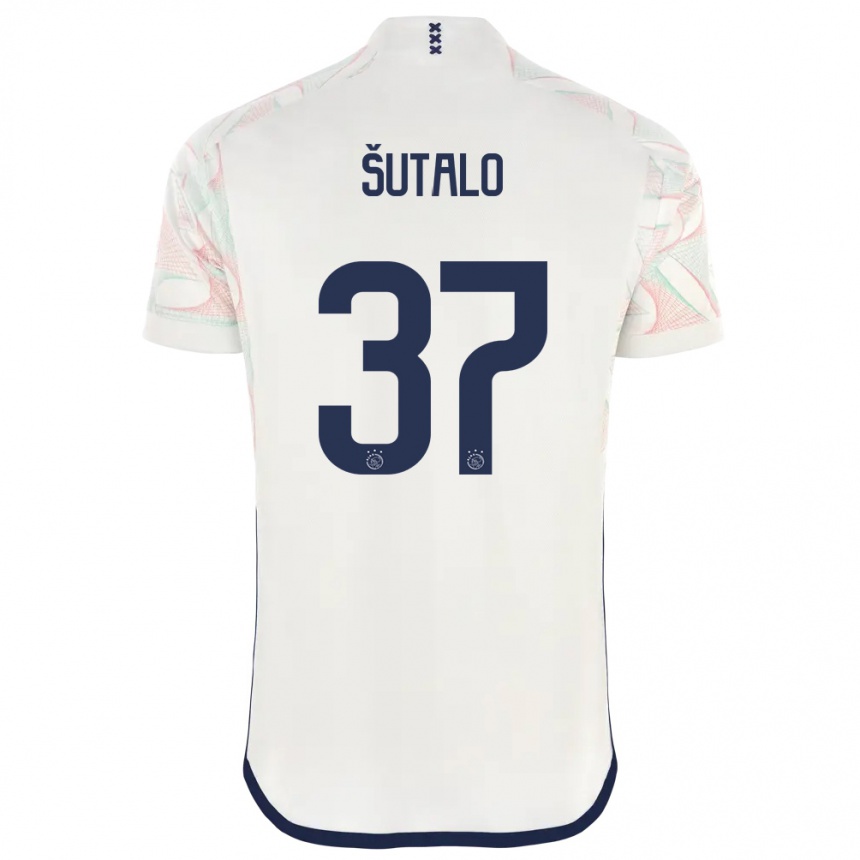 Kinder Fußball Josip Sutalo #37 Weiß Auswärtstrikot Trikot 2023/24 T-Shirt Luxemburg