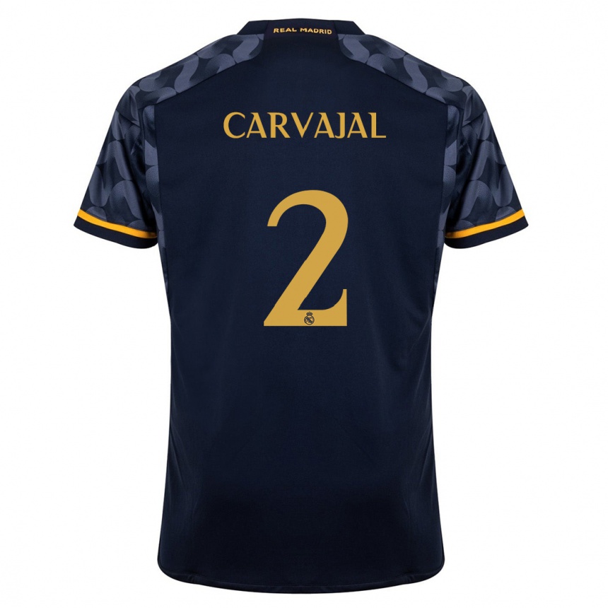 Kinder Fußball Daniel Carvajal #2 Dunkelblau Auswärtstrikot Trikot 2023/24 T-Shirt Luxemburg