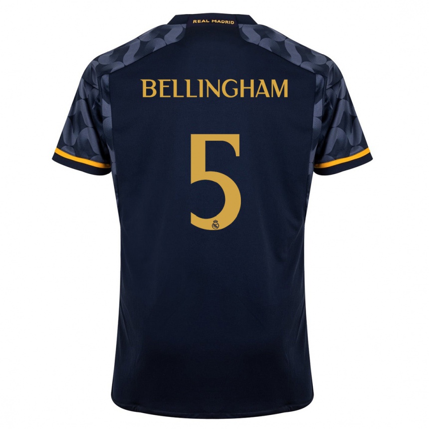 Kinder Fußball Jude Bellingham #5 Dunkelblau Auswärtstrikot Trikot 2023/24 T-Shirt Luxemburg