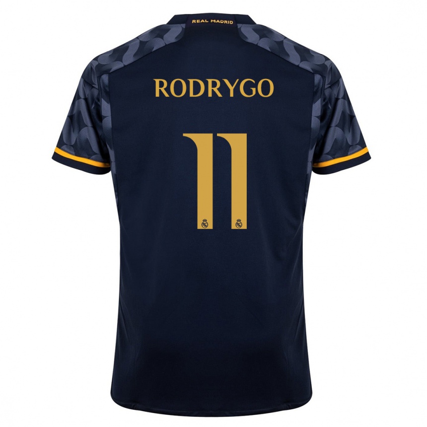 Kinder Fußball Rodrygo #11 Dunkelblau Auswärtstrikot Trikot 2023/24 T-Shirt Luxemburg