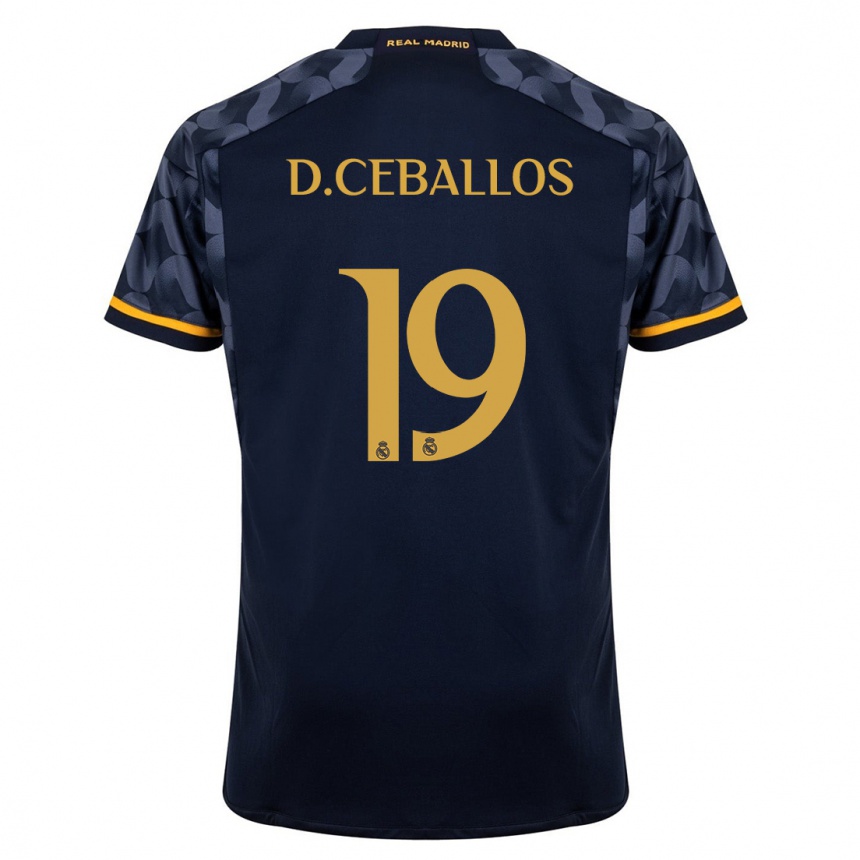 Kinder Fußball Dani Ceballos #19 Dunkelblau Auswärtstrikot Trikot 2023/24 T-Shirt Luxemburg