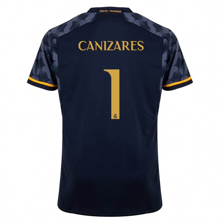 Kinder Fußball Lucas Cañizares #1 Dunkelblau Auswärtstrikot Trikot 2023/24 T-Shirt Luxemburg