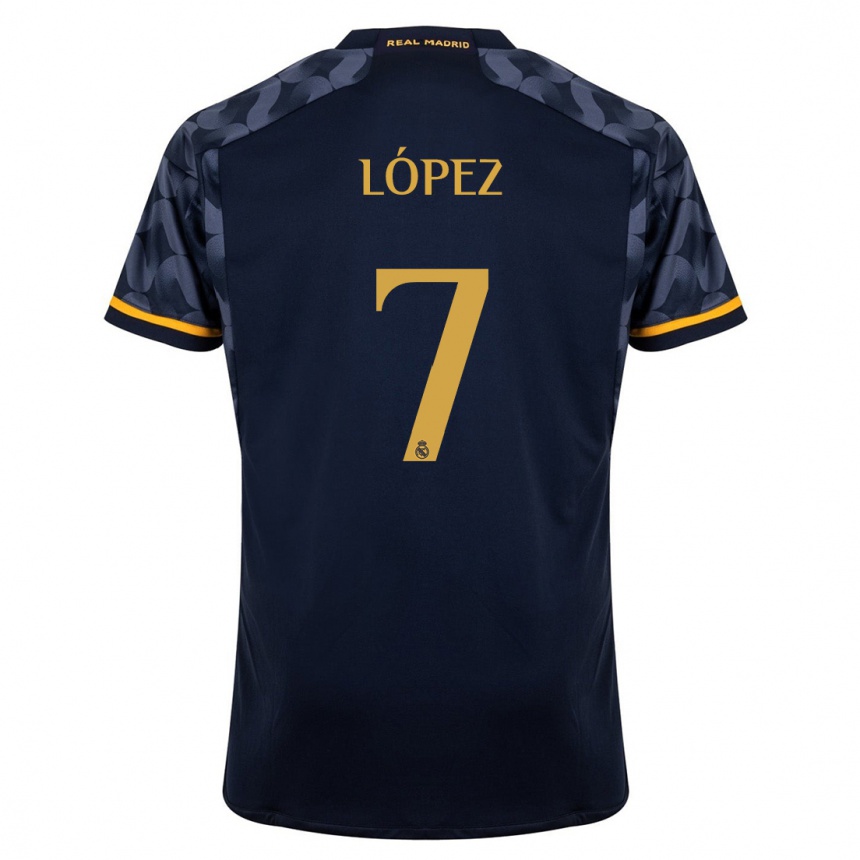 Kinder Fußball Noel López #7 Dunkelblau Auswärtstrikot Trikot 2023/24 T-Shirt Luxemburg